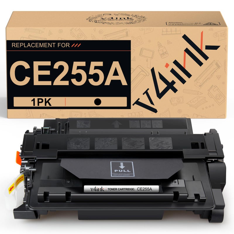 v4ink CE255A Toner Cartridge Compatible Replacement for HP 55A Toner Cartridge Black Ink for HP P3015 P3015d P3015dn P3015n HP Enterprise 500 MFP M521dn M521dw Printer - Image 1